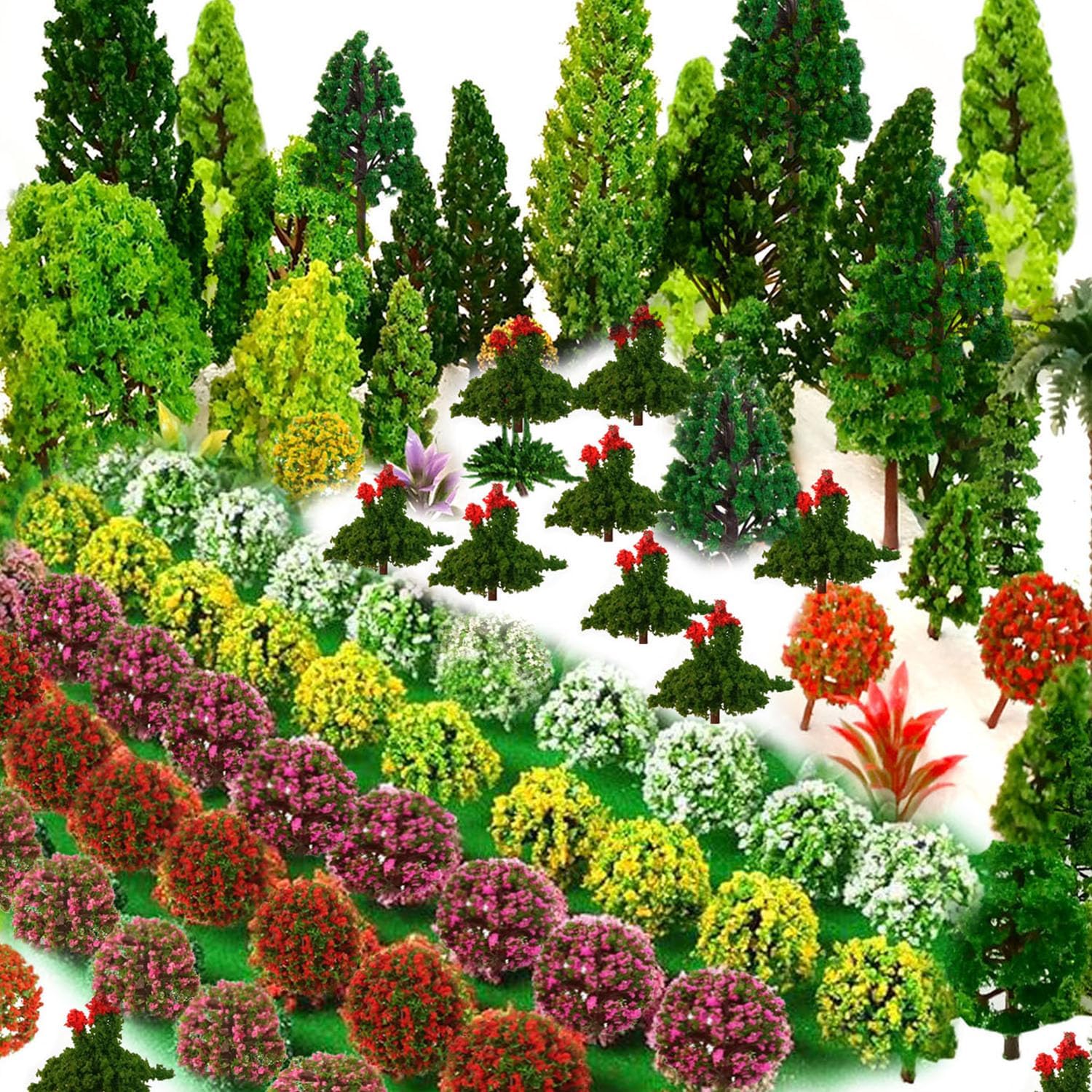 90Pcs Model Trees, Miniature Plants Train Scenery Artificial Fake Trees Model Railroad Scenery, Diorama Supplies, DIY Scenery Landscape