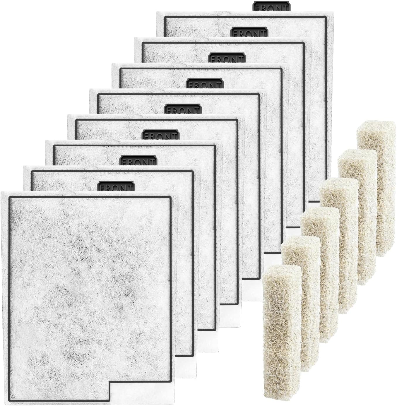 8 Pack Large Filter Cartridges Compatible with Aqueon QuietFlow Power Filter Size 20,30,50,75/E Internal Power Filter Size 40 and Canister Filter Size 200/300/400 (8+6 Pcs Ammonia Reducer Filter Pads)