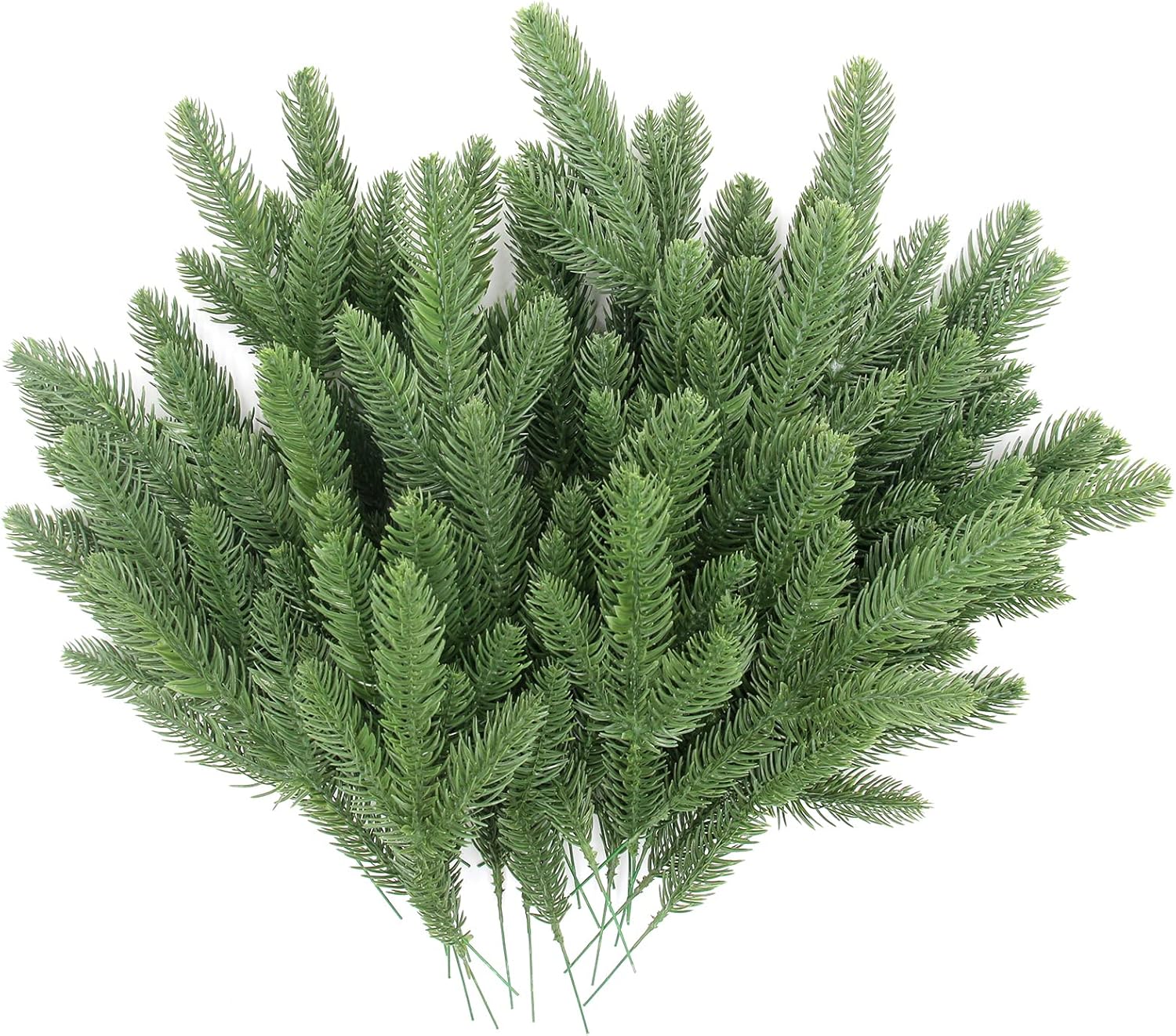 Hananona 100 Pcs Artificial Pine Branches Green Plants Pine Needles DIY Accessories for Garland Wreath Christmas and Home Garden Decor (100, Green)