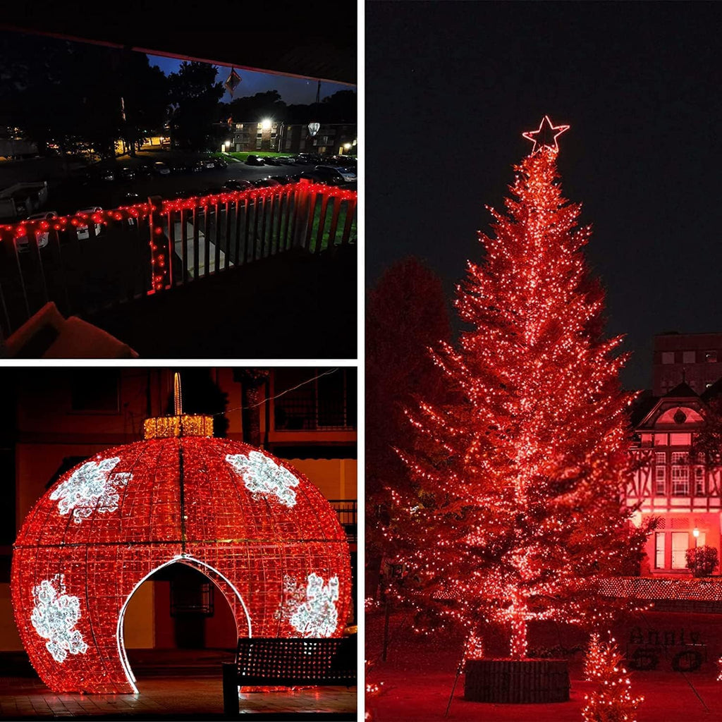66Ft 200 LED Christmas Fairy Lights Plug in, Red and White Waterproof String Lights for Outdoor & Indoor 8 Modes with Timer Bedroom Decor, Twinkle Lights for Bedroom Party Tree Christmas Decorations
