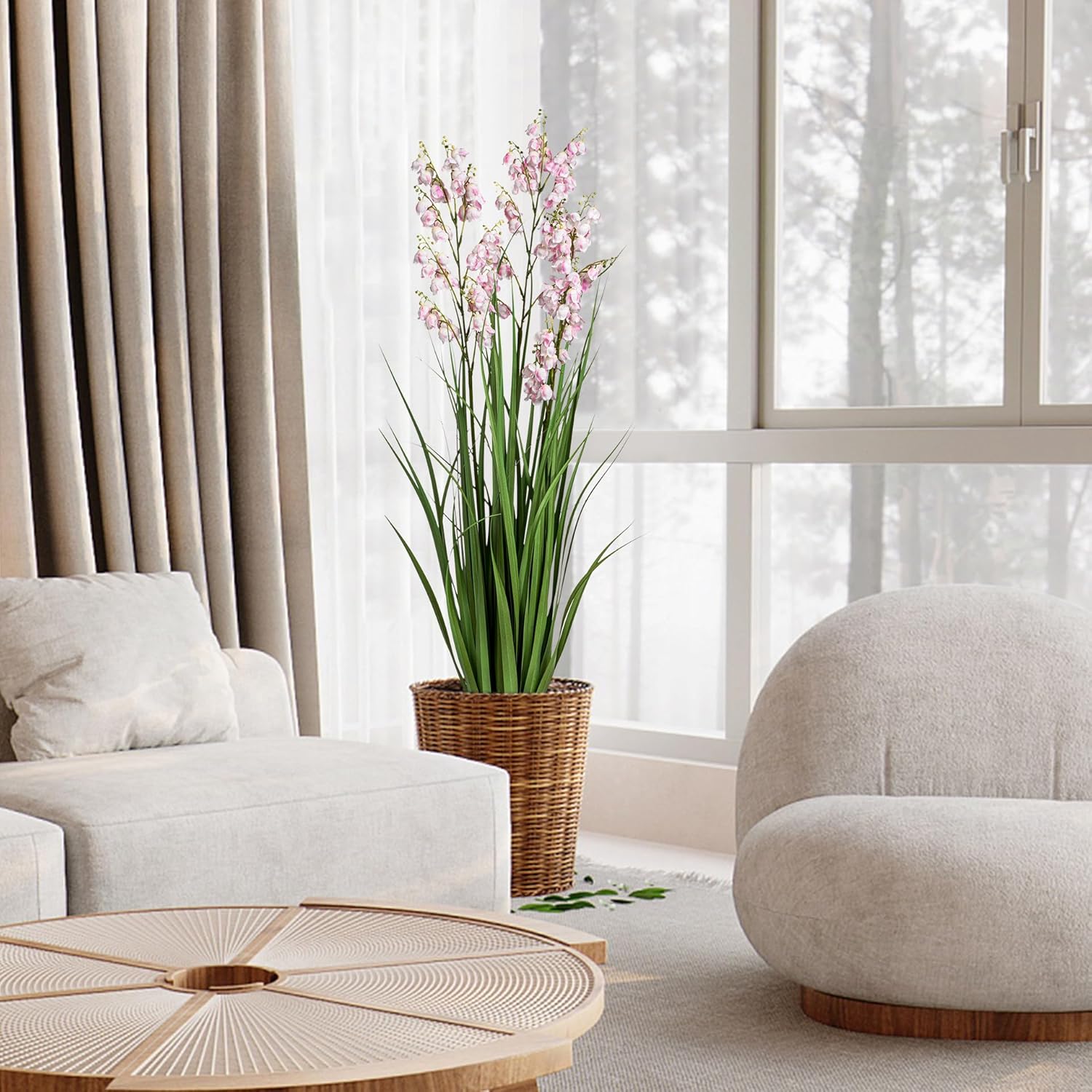 Fake Plants Home Decor Fake Flowers Artificial Plants Outdoor Tall Grass Plant Artificial Pampas Grass Decor Artificial Plants Indoor Fake Grass Living Room Decor Artificial Grass 36" 2PCS（Pink）