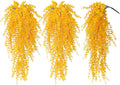 RECUTMS Aritificial Hanging Plant 3 Pack Fake Eucalyptus Leaves Faux Yellow Vine Plant Hanging for Indoor Home Room Wall Outdoor Garden Party Proch Wedding Backyard Arch Decoration(Pure Yellow)