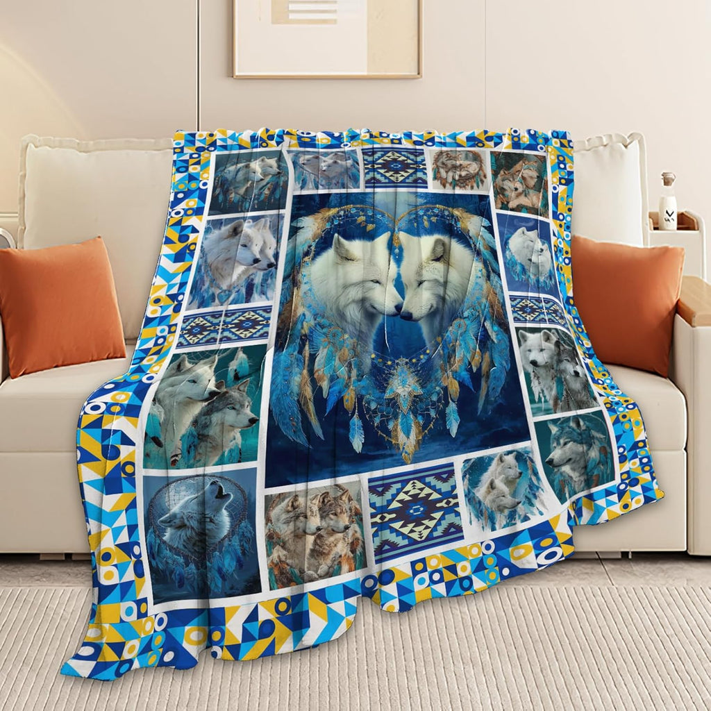 Wolf Throw Blanket Wolf Stuff Gifts for Kids Girls Boys Adults Women Men Soft Cozy Warm Plush Fluffy Fuzzy Fleece Blanket Decor 40''X50''