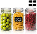 ComSaf Glass Jars with Airtight Lid Set of 3, Mason Jars 34 oz, Pickling Jar, Canning Jar 34oz, 34 oz Glass Containers with Lids for Kitchen, Pickle, Flour, Cereal, Pasta, Sugar, Herb