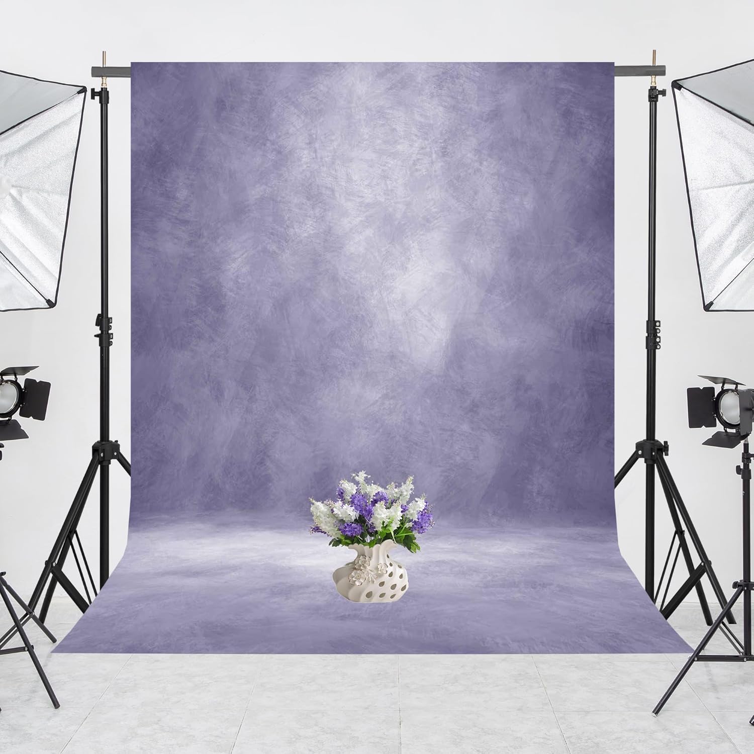 Abstract Professional Photography Backdrop for Portrait Photo Props Booth Background Photoshoot Studio with Polyester Fabric Roller Pocket on Top(6x8ft,Light Purple,No Stand)