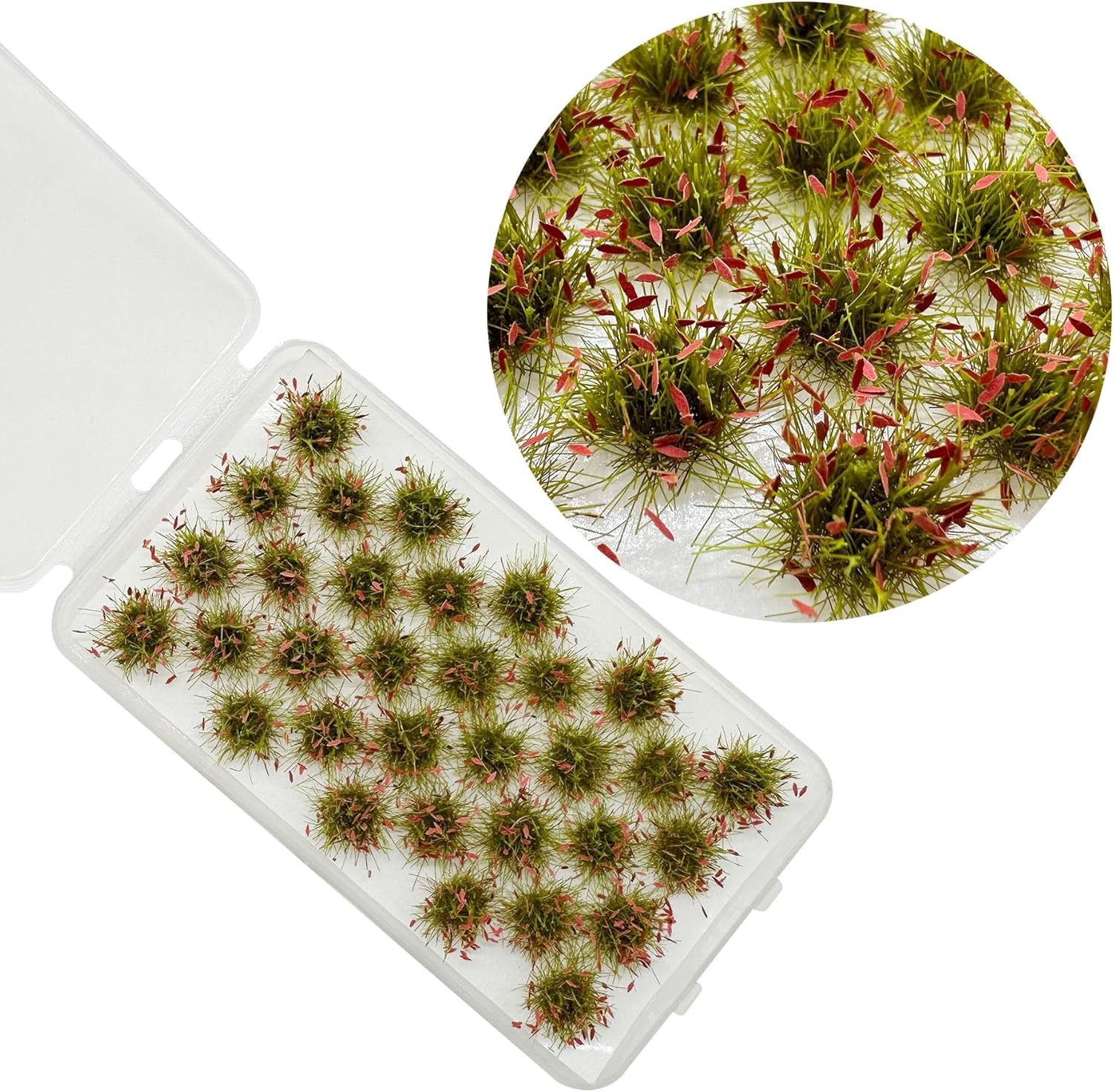 Woohome 32 Miniature Grass Cluster, Red Static Grass Tuft Model Vegetation Groups for DIY Model Train Landscape