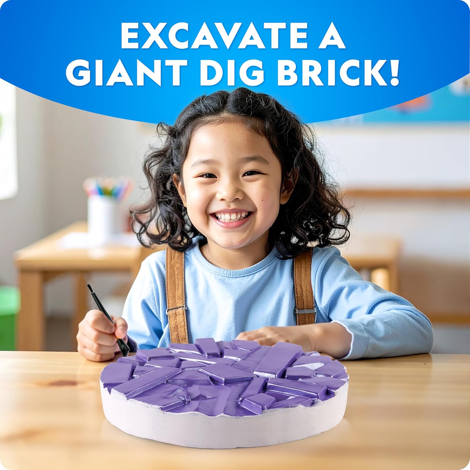 National Geographic Gigantic Gemstone Dig Kit – Excavate 100 Real Gems from a Giant Dig Brick, Gem Mining Kit for Kids, STEM Rock Collection Activity, Includes Tools & Learning Guide