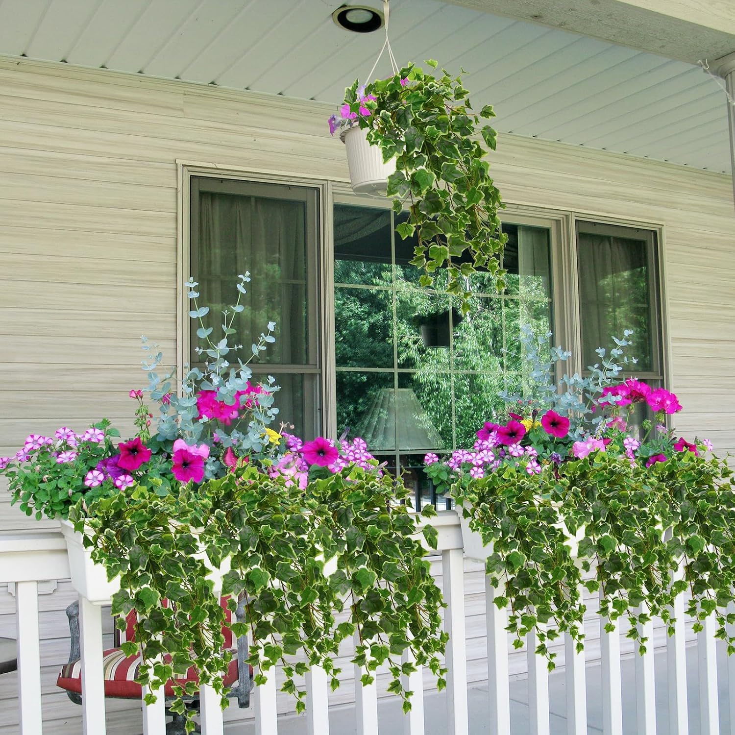 Hollyone 2pcs Artificial Hanging Plants 24" Fake Ivy Vine Faux Ivy Leaves Hanging Plant Greenery for Wall House Room Patio Indoor Outdoor Home Shelf Office Wedding Decor