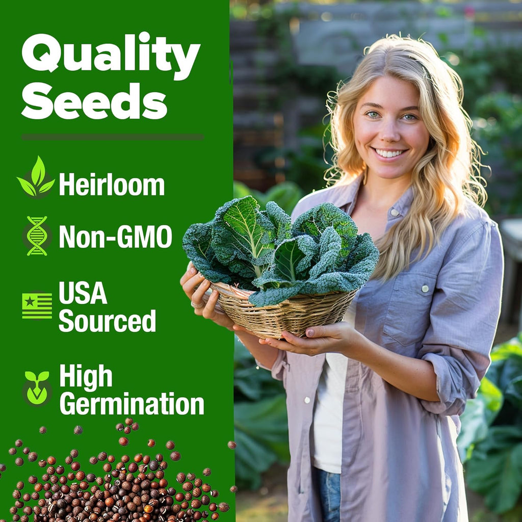 HOME GROWN Georgia Southern Collard Green Seeds – Bulk 2 Pack (600 High-Germination Non-GMO Heirloom Seeds) – for Planting in Vegetable Gardens (Brassica oleracea).