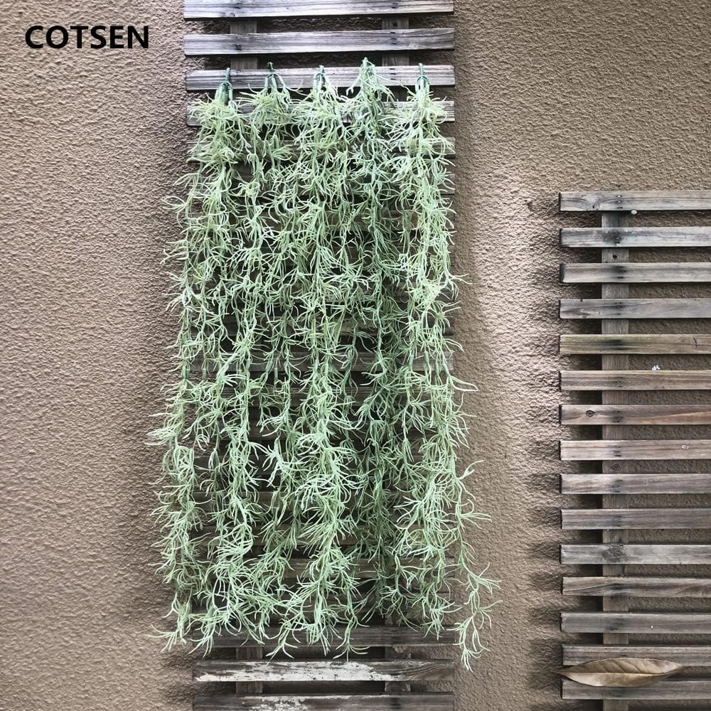 5 Pack Spanish Moss Faux Greenery Moss Fake Vines Moss Hanging Plants for Potted Plants Artificial Hanging Moss Garland Used for Family Indoor and Outdoor Gardens Decoration