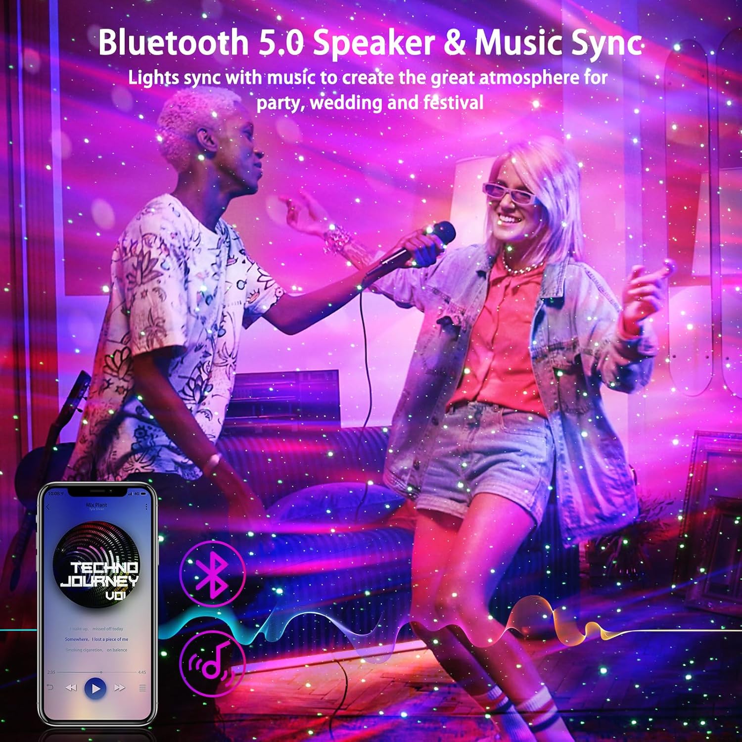 Aurora Projector - AIRIVO Star Projector for Kids Adults, Night Light Projector Bluetooth Speaker White Noise, Galaxy Projector Northern Lights for Bedroom Decor, Party, Ceiling