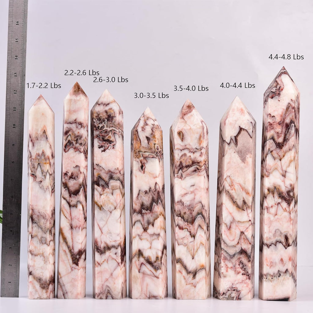 JIC Gem Natural Large Quartz Crystal Wand Colorful Jade Stone Healing Crystal Obelisk Tower Point Decor Reiki Gift 2.2-2.6 Lbs