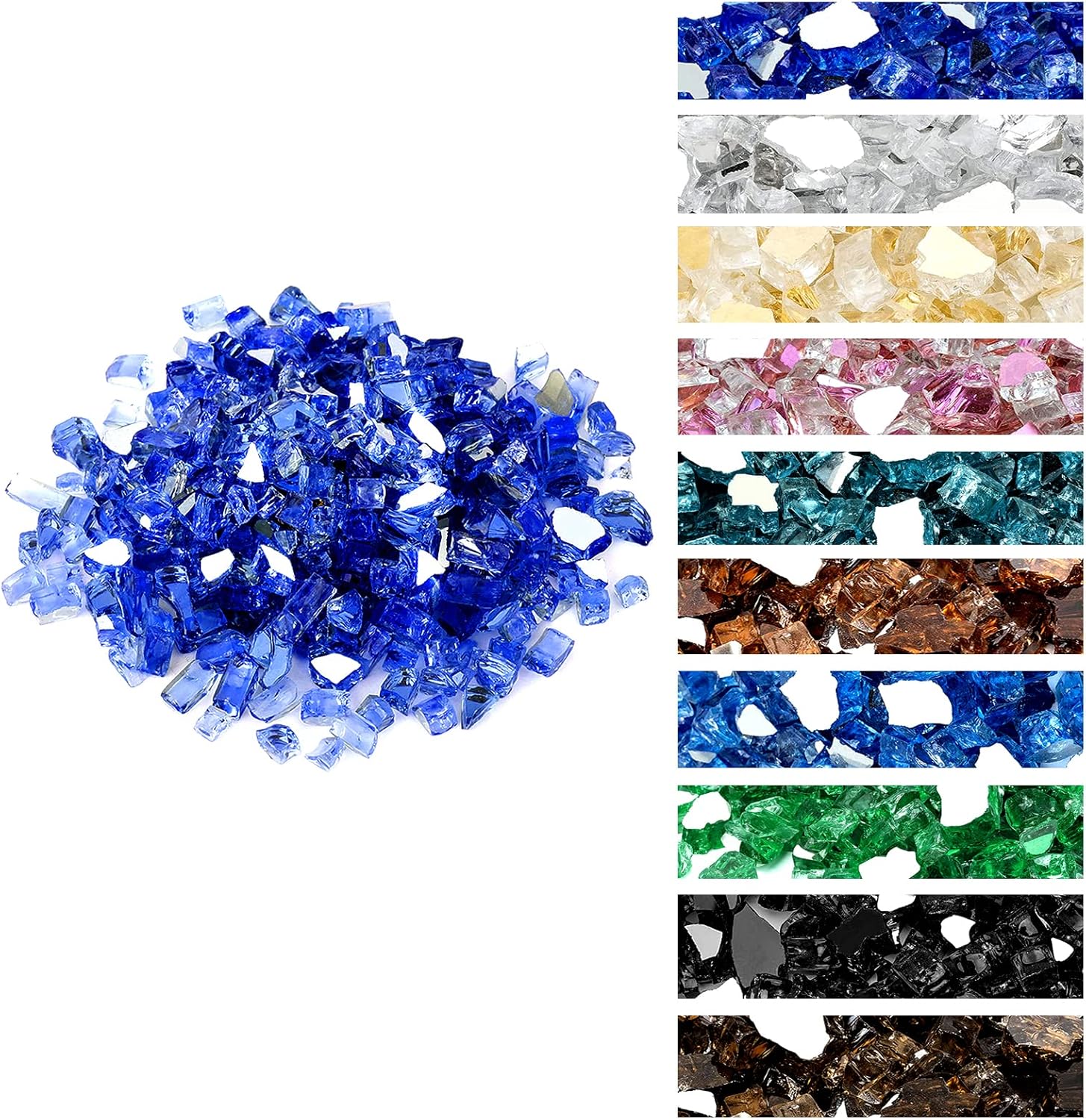 Onlyfire 10 pounds Fire Glass for Propane Fire Pit and Gas Fireplace, 1/2-Inch Reflective Firepit Glass Rocks for Fire Pit Table and Fire Bowl, Cobalt Blue