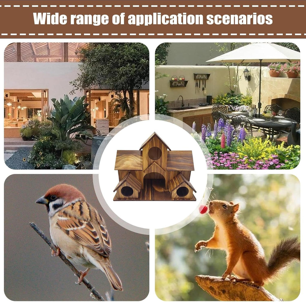 Wooden Bird Houses - Large Rustic Wood Pet Cottage, Garden Birdhouse with Nesting Box Design, Bird Shelter, Outdoor Decor with Sturdy Construction, Safe Haven for Birds in Yard, Lawn, Porch, and Patio