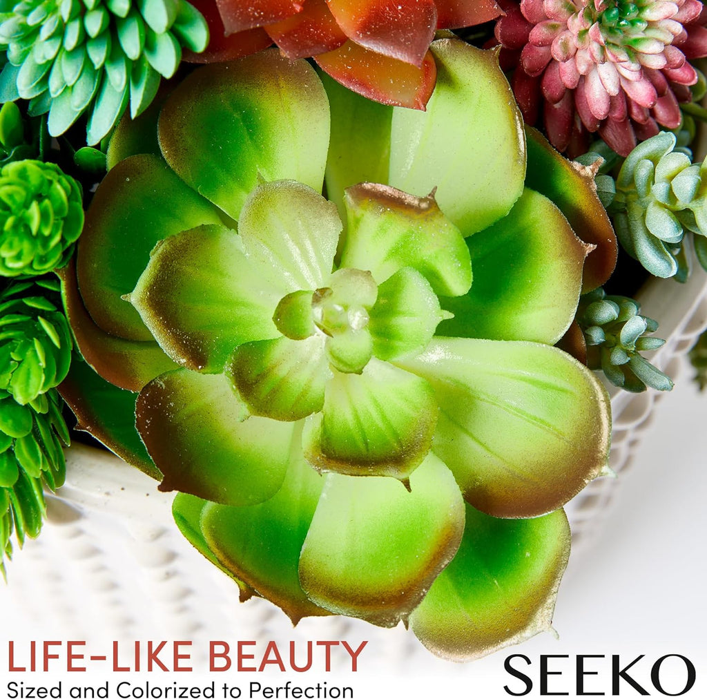 SEEKO Succulents Fake Succulents (28 Pack) – Premium Succulents Plants Artificial for Crafts - Large Assortment for Party, Garden, Home, Outdoor & DIY Floral Decor