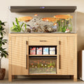 55-75 Gallon Fish Tank Stand with Power Outlet, 880LBS Modern Wood Aquarium Stand with Storage Cabinet and Drawer, Heavy Duty Reptile Turtle Tank, Natural Wood
