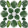 60 Pieces 5 Kinds Artificial Palm Leaves with Faux Stem, Tropical Party Decorations Jungle Monstera Leaves Safari Leaves for Hawaiian Luau Party Jungle Beach Table Leave Decorations