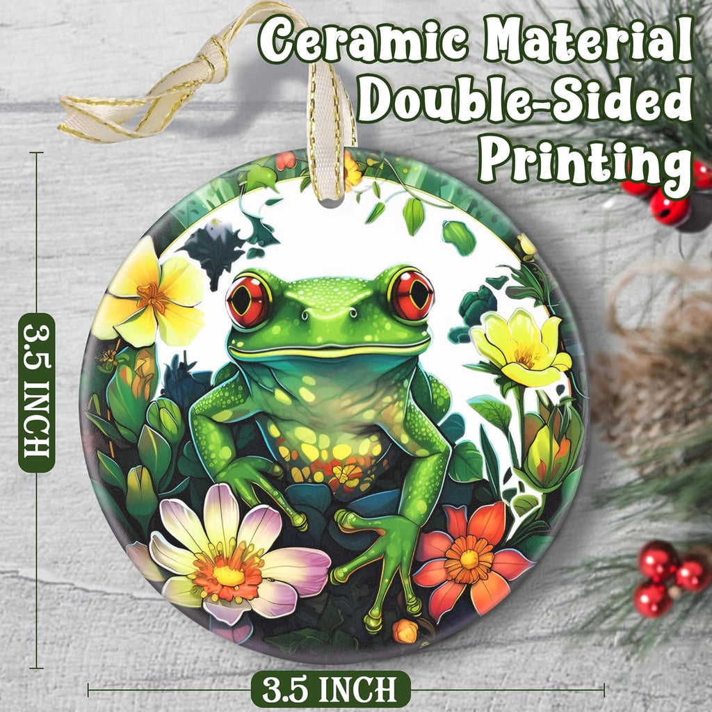 Frog 2025 Ornaments for Christmas - Round Ceramic Holiday Decor - Beautiful Gift Christmas Tree Decoration