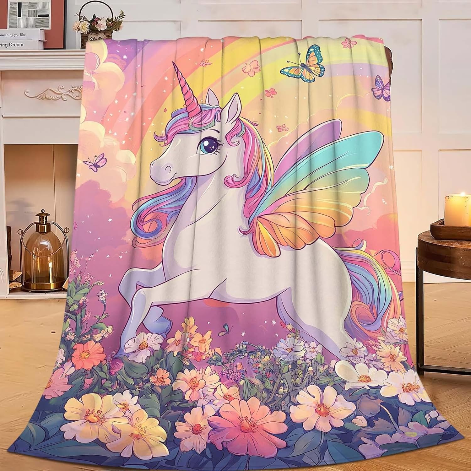 Unicorn Throw Blanket Unicorn Rainbow Stuff Gifts for Kids Girls Boys Adults Women Man Soft Cozy Warm Plush Fluffy Fuzzy Fleece Blanket Decorr 40''X50''