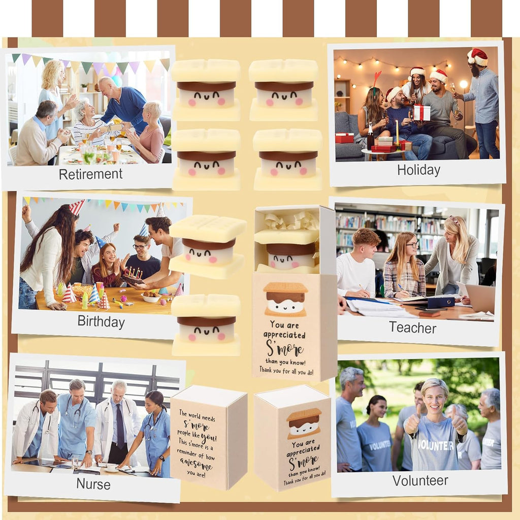 Wettarn 80 Sets Appreciation Gifts Luminous S'more Stress Balls with Thank You Gift Boxes for Employee Coworker Teacher Office Team Positive Desk Decor Relief Toys