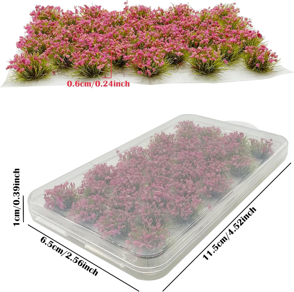 Woohome Static Grass Tuft Model Gras s Tufts, 128 PCS Railway Artificial Grass 4 Colors Bushy Tuft Flower Cluster Vegetation Groups for DIY Building Model Train Landscape Railroad Scenery