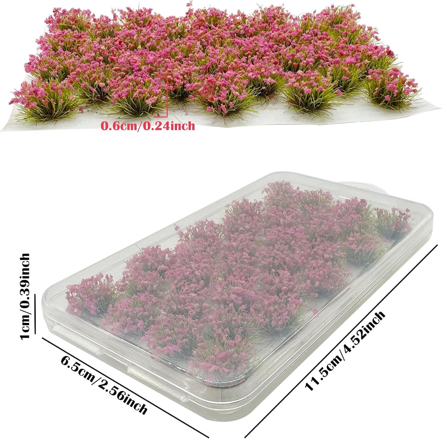 Woohome Static Grass Tuft Model Gras s Tufts, 128 PCS Railway Artificial Grass 4 Colors Bushy Tuft Flower Cluster Vegetation Groups for DIY Building Model Train Landscape Railroad Scenery