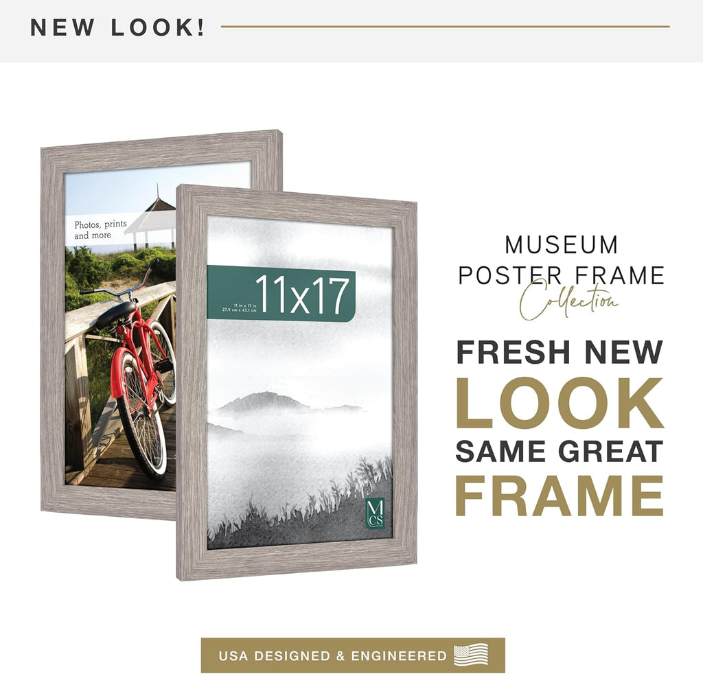 MCS Museum Poster Frame 11x17 Barnwood, Vertical & Horizontal Wall Hanging Large Picture Frame for Photos, Posters & Art Prints (1-Pack)