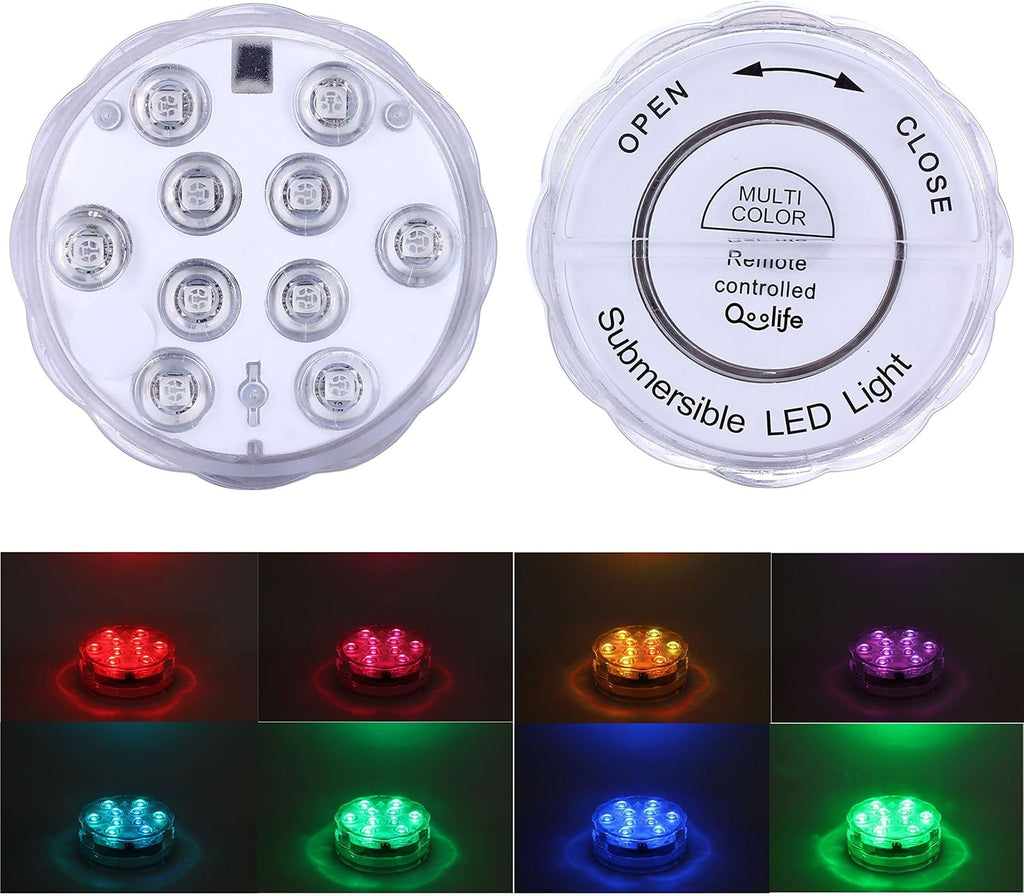 Submersible LED Lights Remote Control, RGB Multi Color Changing Waterproof Light for Pool, Vase Base, Spa, Aquarium, Pond, Hot Tub, Decoration, Party, 2-Pack