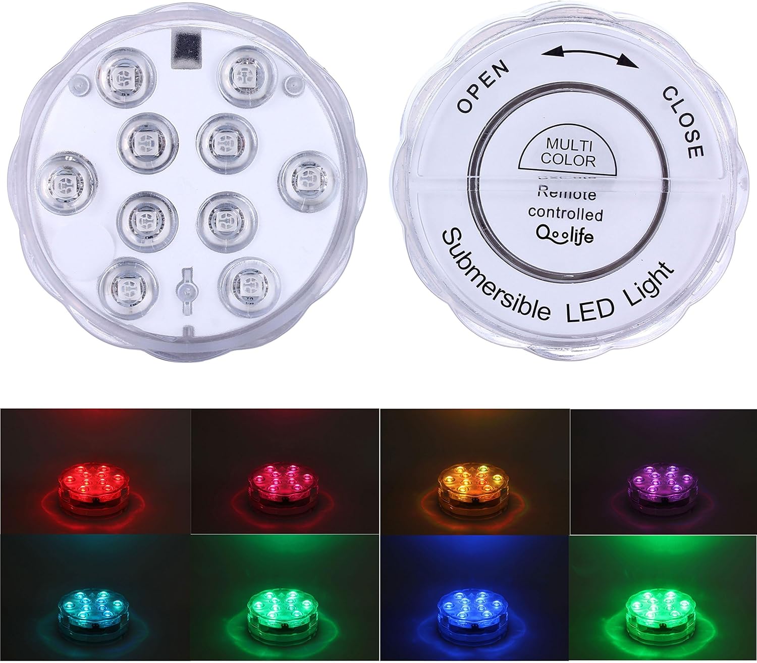 Submersible LED Lights Remote Control, RGB Multi Color Changing Waterproof Light for Pool, Vase Base, Spa, Aquarium, Pond, Hot Tub, Decoration, Party, 2-Pack