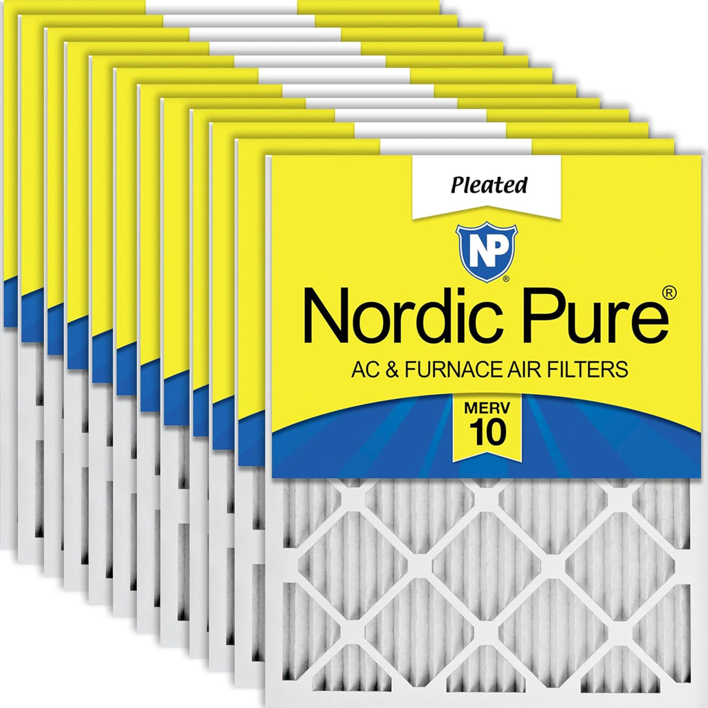 Nordic Pure 20x25x1 (19 1/2 x 24 1/2 x 3/4) Pleated MERV 10 Air Filters 12 Pack