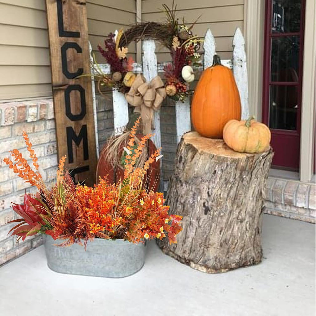GTIDEA 27 Bundles Artificial Fall Flowers for Outdoors Decoration UV Resistant Fake Outdoor Fall Plants Autumn Plastic Flowers for Planters Window Box Garden Porch Indoor Home Thanksgiving Decor