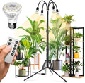 SANSI Grow Lights for Indoor Plants, 4 Head Dimmable Plant Lights for Indoor Growing, 35"-64" Adjustable Tripod Stand LED Grow Light Lamp with Remote Control 4 Pack of Par20 10W Bulbs