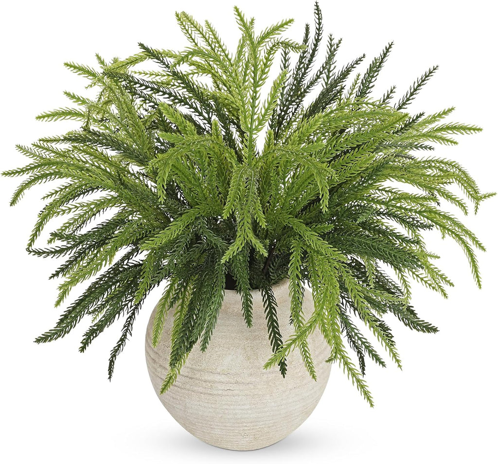 Briful Artificial Norfolk Pine Stems for Christmas Decor, 19 1/2’’ Faux Greenery Branch, Realistic Holiday Cedar Pine Picks for Vase, Garland, Mantel, DIY Floral Arrangement, Set of 6