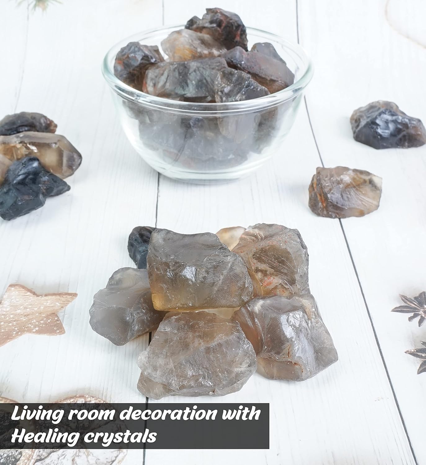 Crocon 1LB Smoky Quartz Rough Bulk Natural Stone Raw Gemstone Tumbling Cabbing Polishing Gem Mining Chakra Balancing Reiki and Crystal Healing Good Luck Home Office Décor