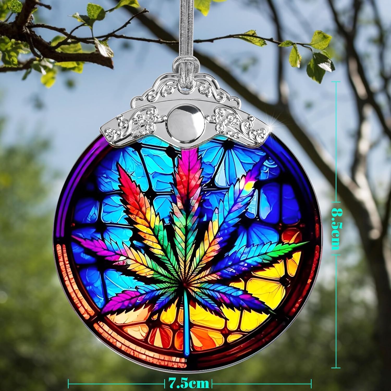 Maple Leaf Ornament Glass Hanging Ornament for Christmas, Thanksgiving, Birthday, Holiday Decorations and Xmas Gifts Ideas