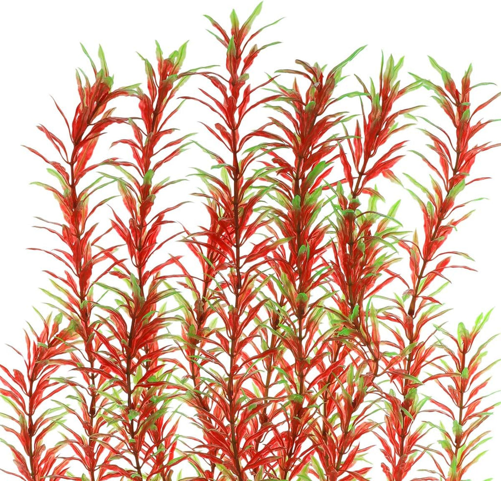 Aquarium Plastic Plants Large, Artificial Plastic Long Fish Tank Plants Decoration Ornaments Safe for All Fish 21 Inches Tall (J07 Wine&Green)