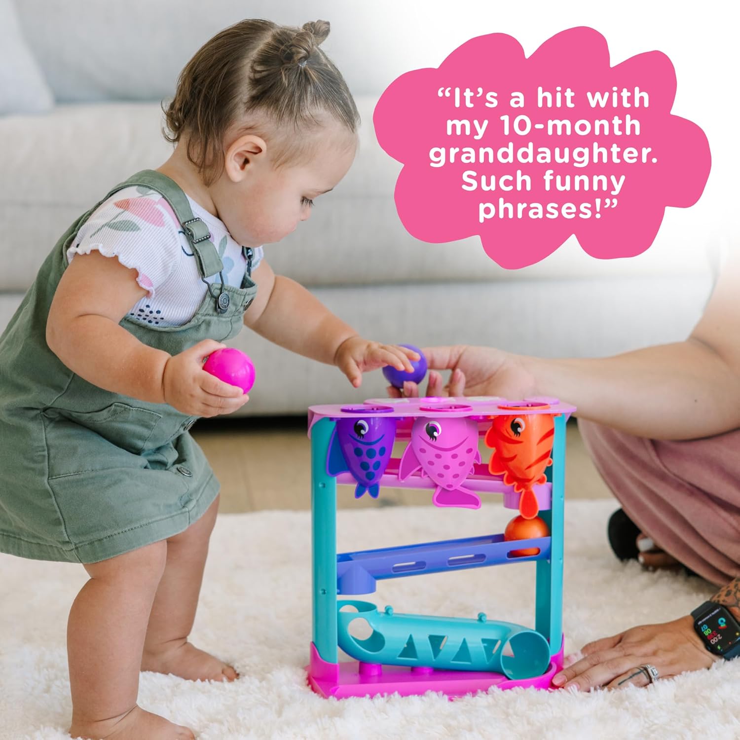 Move2Play, Feed The Fish | 30+ Fin-Tastic Songs & Phrases | Baby & Toddler Musical Toy | First Birthday Present for 1+ Year Old | Ages 6-24 Months | Boy & Girl Ball Drop Toy