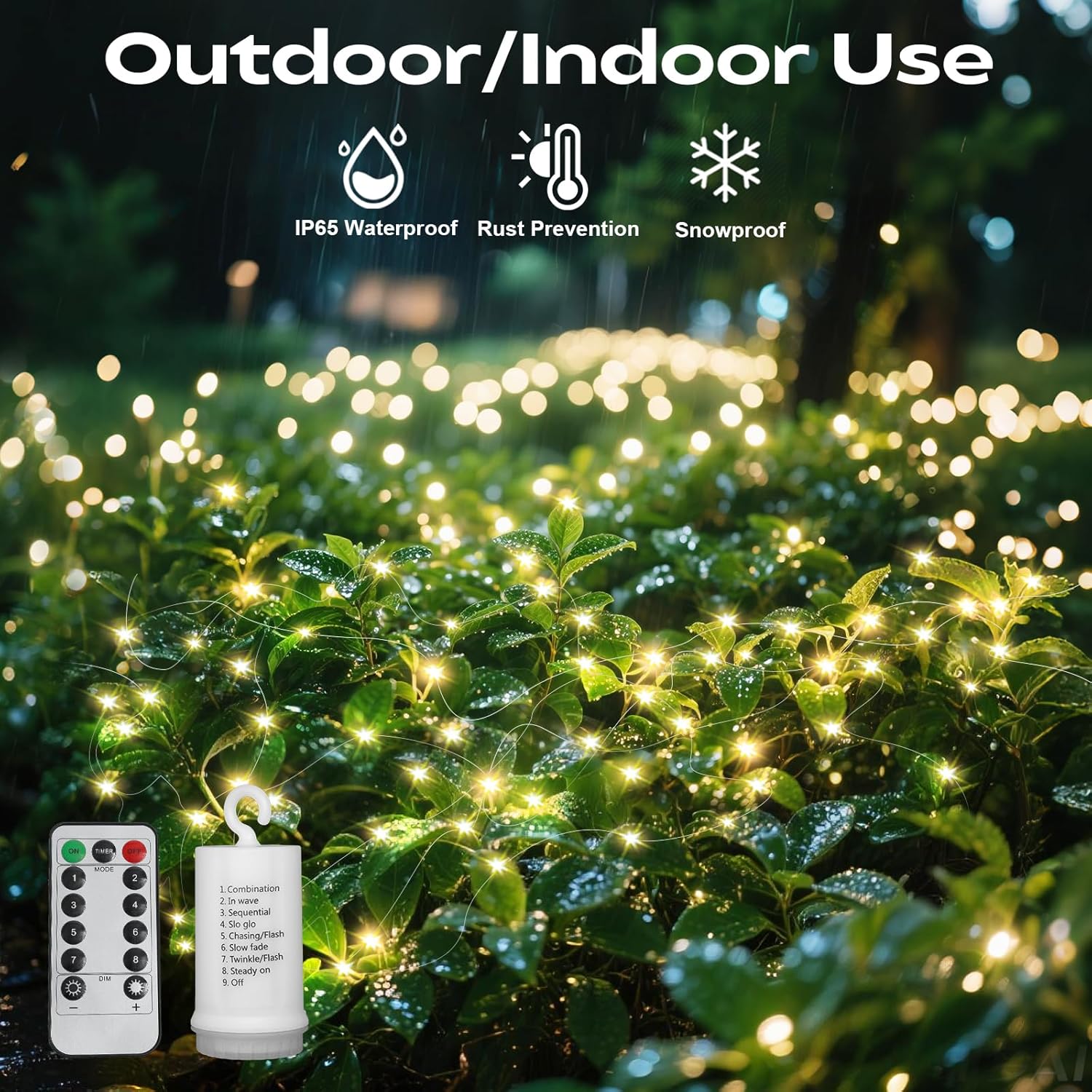 200 Led Fairy String Lights with Remote Timer, Firefly Bunch Lights Battery Operated, 8 Flashing Modes 10 Strand, Waterfall Twinkle Lights for Indoor Outdoor Halloween Christams Decor, Warm White