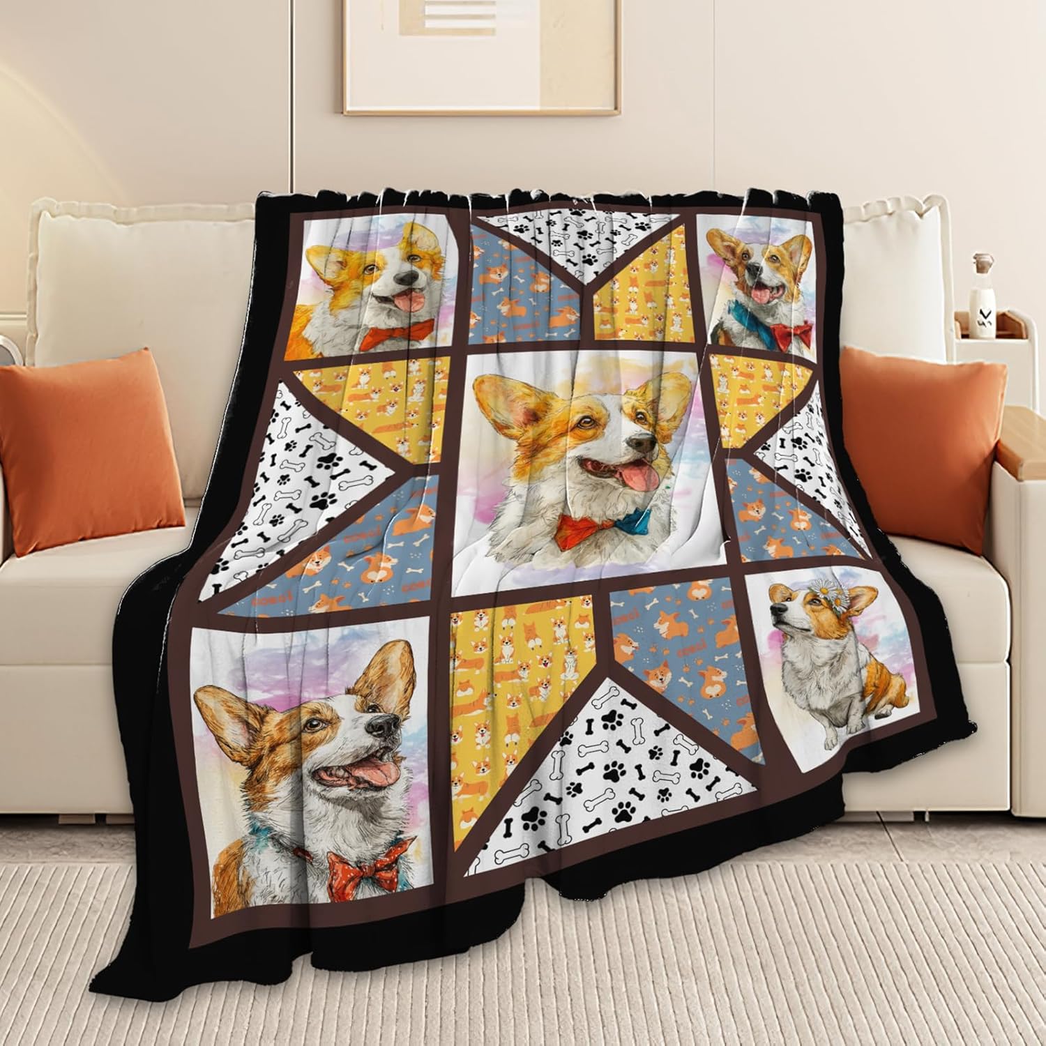 Corgi Throw Blanket Corgi Puppy Stuff Gifts for Dog Lover Kids Girls Boys Adults Women Men Soft Cozy Warm Plush Fluffy Fuzzy Fleece Blanket Decor 50''X60''