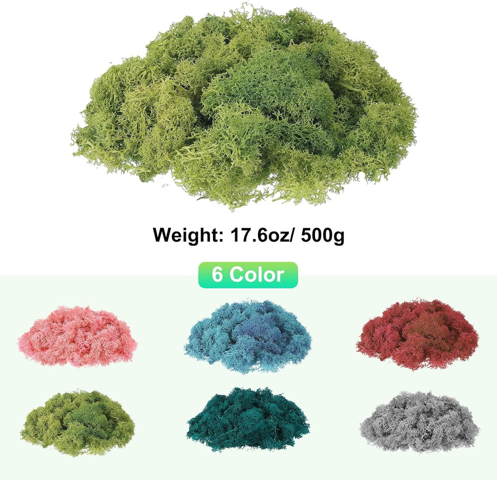 uxcell Preserved Reindeer Moss, 17.6oz Fake Moss for Crafts Artificial Dried Moss for Decoration Terrariums Potted Plants, Dark Green