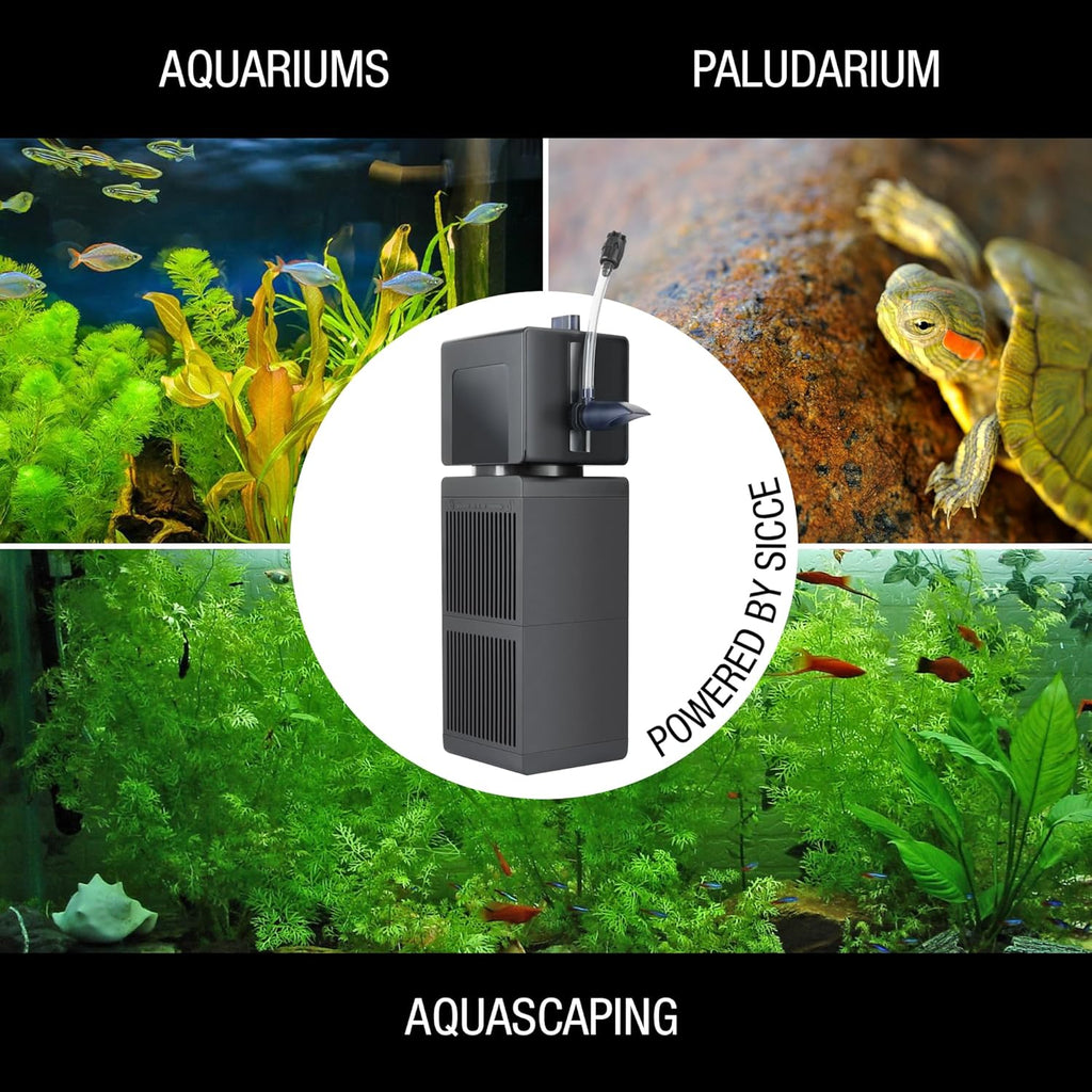 Sicce Shark PRO 700 Internal Aquarium Filter 190 GPH Submersible | Up to 53 Gallons | in-Tank Freshwater and Saltwater Application with Dual Removable Filter Cartridges | Fish Tank Turtle Terrarium