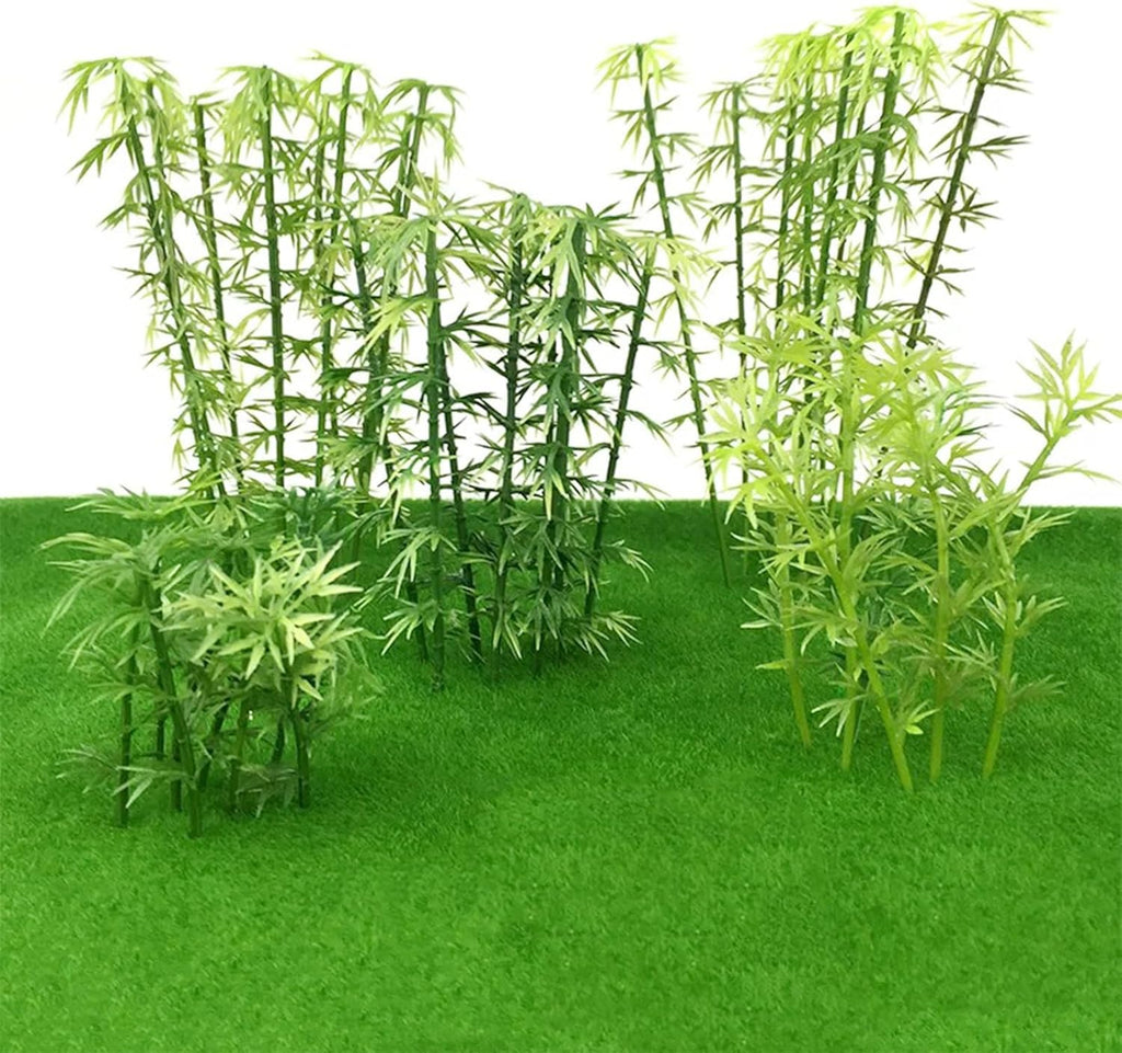 Woohome Model Miniature Bamboo Trees, Green Plastic Bamboo Trees for Building Model, Home Miniature Landscape Landform Diorama Project, 50 PCS, 5.9’’