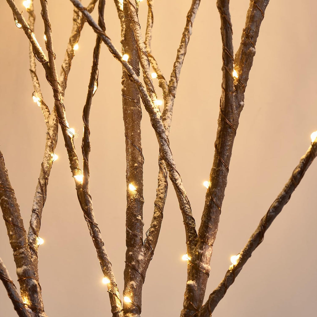 Hairui Lighted Snow Flocked Twig Tree with Fairy Lights 6FT 330 LED for Indoor Home Thanksgiving Christmas Holiday Decoration