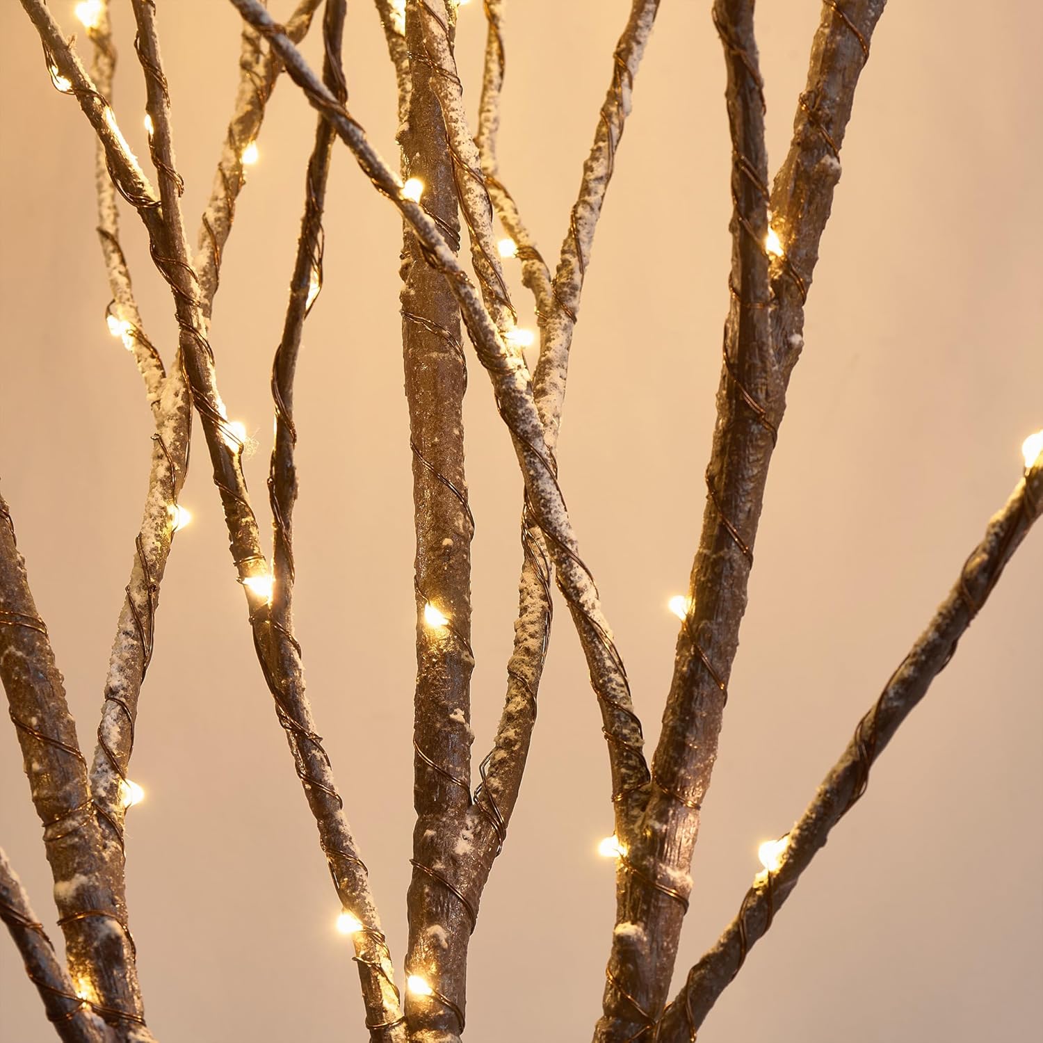 Hairui Lighted Snow Flocked Twig Tree with Fairy Lights 6FT 330 LED for Indoor Home Thanksgiving Christmas Holiday Decoration