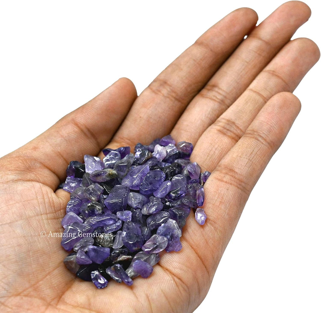 Amazing Gemstone Amethyst Crystal Chips and Rocks - 1000+ Carat Bulk Aquarium Gravel, Small Tumbled Stone Chips and Tiny Crystals for Fish Tank Decoration (Natural AAA Grade Gemstones)
