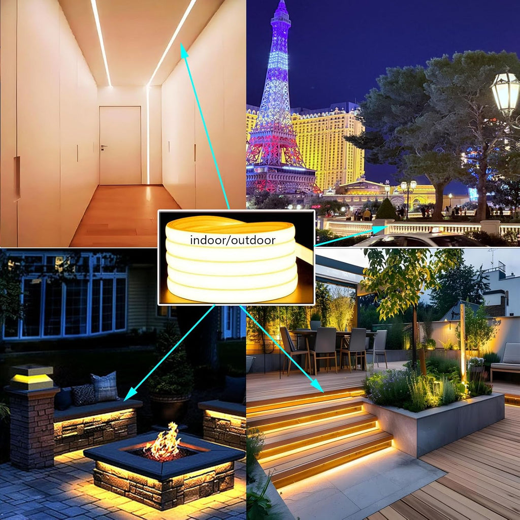 Silicone Soft LED Strip,LED Landscape Lighting,12V Low Voltage Step Light 6000K Warm White Light,IP68 Waterproof Outdoor Landscape Lighting,Suitable for Courtyard Wall Stairs