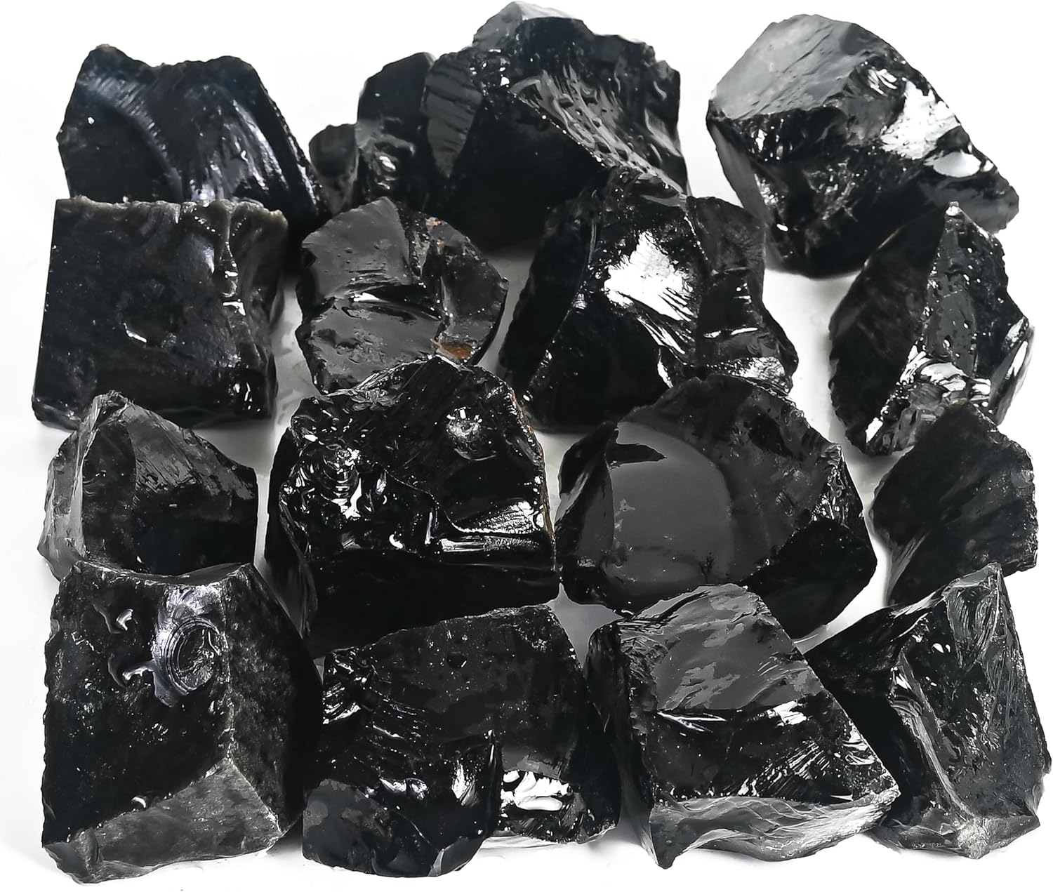 Crocon 1LB Black Obsidian Rough Bulk Natural Stone Raw Stone Tumbling Cabbing Polishing Mining Chakra Balancing Reiki Healing Good Luck Home Office Decor