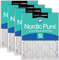 Nordic Pure 20x25x1 (Actual Size: 19 1/2 x 24 1/2 x 3/4) Pleated Air Filters MERV 14 Plus Carbon 4 Pack