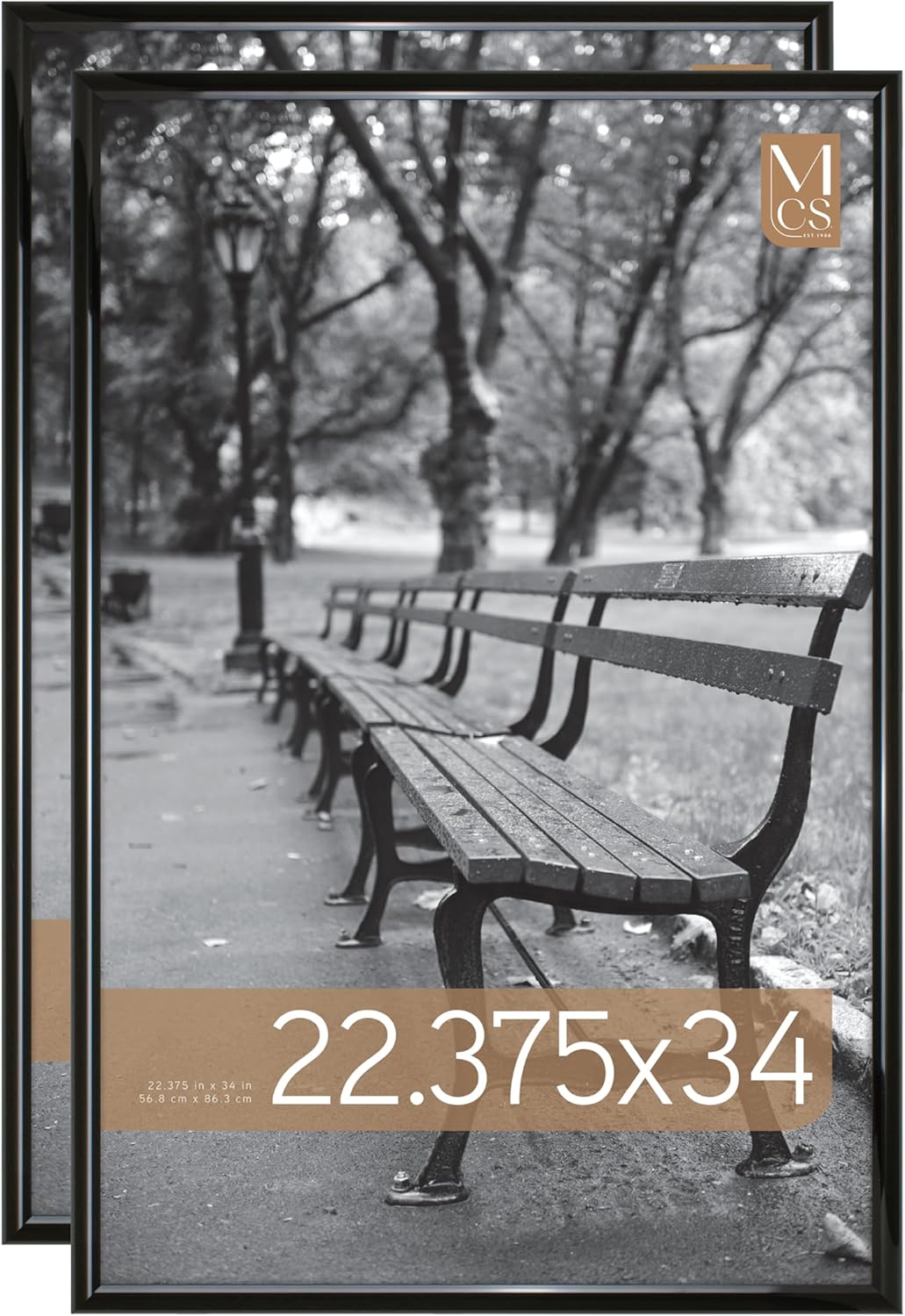 MCS Trendsetter 22.75x34 Poster Frame Black High-Gloss, Vertical & Horizontal Wall Hanging Large Picture Frame for Photos, Posters & Art Prints (2-Pack)