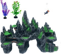 Extra Large Aquarium Decorations - Big Mountain View Ornaments, Come with 1 Little Diver and 2X 4inch Aquarium Plastic Plants